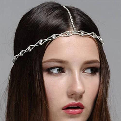 Brinie Crystal Head Chain nakit srebrni Rhinestone trake za glavu lanac nevjesta vjenčanje Headpiece lanac Waterdrop Hair Chain Jewelry Festival Prom vjenčanje Hair Accessories za žene i djevojčice