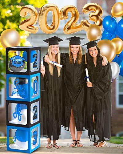Dekoracije za diplomske zabave 2023-4 kom diplomirane balonske kutije, 35 kom baloni i 4 kom LED svjetlosni niz za klasu 2023 School