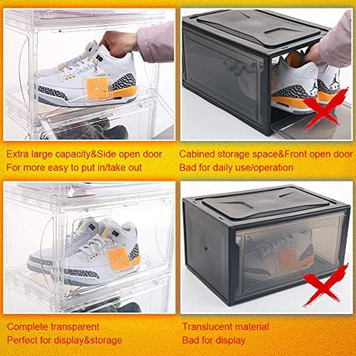 Kerykwan 1 Paket prozirna kutija za odlaganje cipela za displej koji se može slagati izuzetno velika torbica za organizatore patika