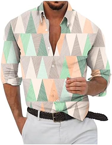 ayaso Košulje dugih rukava za muškarce Colorblock dugme na stalak ovratnik tunika bluza Plus Veličina rastezljiva obična košulja