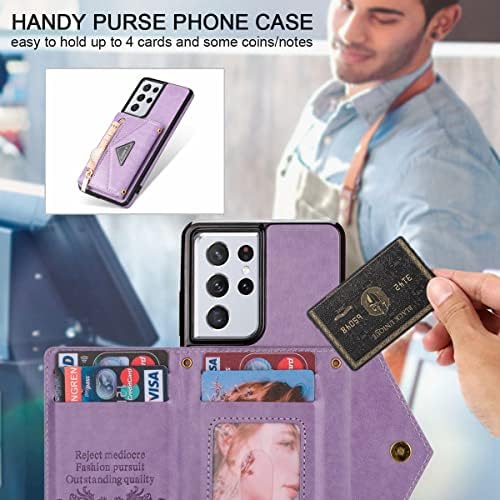 Galaxy s22 Plus torbica za novčanik za žene držač kartice za djevojčice držač kartice sa patentnim zatvaračem torbica za telefon sa