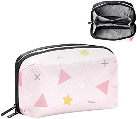 Vodootporne kozmetičke torbe, Putne kozmetičke torbe Geometric Triangle Star Pink Yellow, multifunkcionalne prenosive torbe za šminkanje,