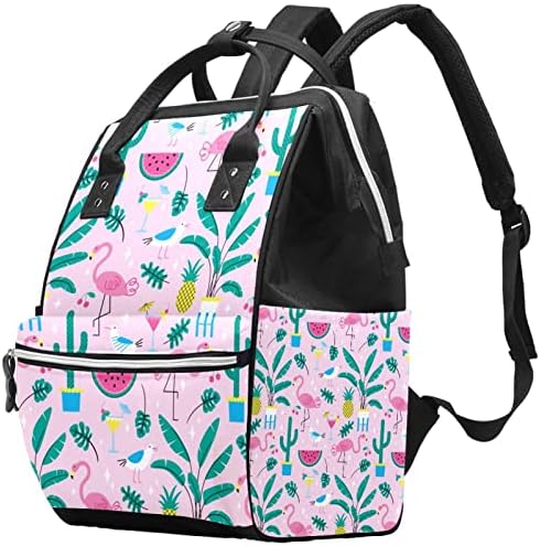Flamingo i cvijet ostavljaju torbe za pelene Mammy Tote torbe s višenamjenskim rukpakom za putovanja, stilski ranac sa školskim kolegom