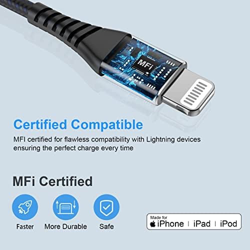 [Apple MFI certificirani 2 Pack] iPhone punjač 10 ft, munjevi kabel dugačak 10 stopa, brze kablove za punjenje za Apple iPhone 12/11