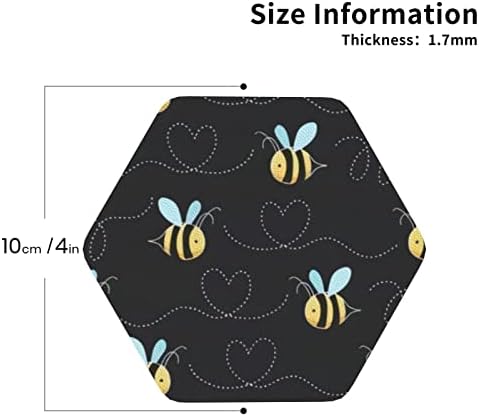 Pijnje podmetačima od 6, Bumble Pčele tiskane šesterokutne kožne podmornice savršene za stolić za kavu