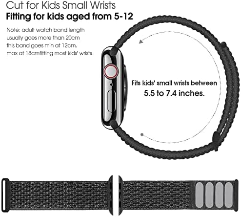 BlackPro za djecu Apple Watch bend, prozračan remen za meku najlonu za dječaka, kompatibilan sa Apple Watch serijom 7/6/5/4/3/2 / 1 / SE 38mm 40mm 41mm 44mm 45mm