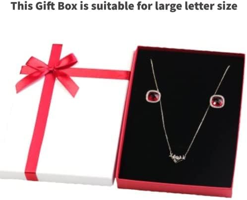 Bijele kraft poklon kutije s crvenim vrpcom nakita na nakitu Male poklon kutije sa poklopcima za poklone ogrlice narukvica Naušnice