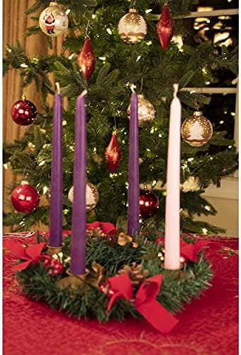 Pametne kreacije Božić 11 inčni privezni vijenac Center Freece Dekoracija kuće, tradicionalna sezona slatka kalendara Držač svijeća, crvena