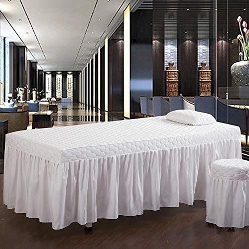 Prošiveni stol za masažu Podebljajte kozmetičku presvlaku sa rupama Navlaka za fizioterapijski krevet 1 komad posteljine za masažu-Bijela