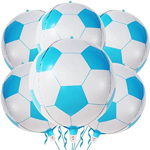 6 pakovanje 22 inča Blue Soccer Balone Giant 4D Mylar Football Balloons Helium folija Blue Soccer Baloni za rođendanski zabava Sportski tematski ukrasi Svjetskog kupa ukrasi