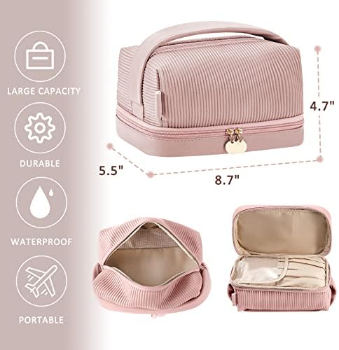 Alextina Travel Kozmetičke vrećice - toaletna vrećica velikog kapaciteta za žene dvostruke sloje šminke torbe vodootporna PU kožna