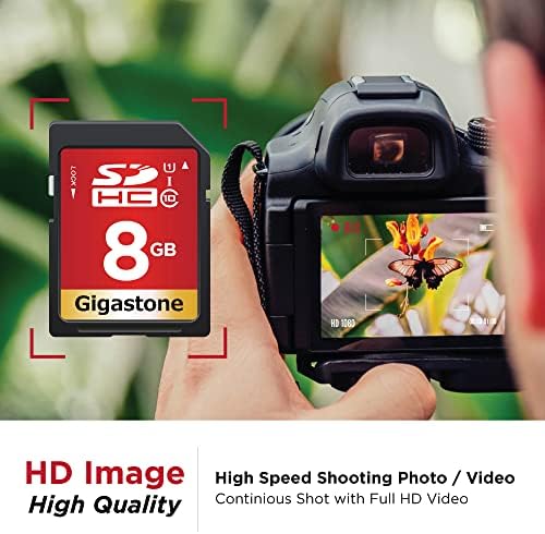 Gigastone 8GB 2-Pack SD kartica UHS-I U1 Klasa 10 SDHC memorijska kartica Full HD Video Canon Nikon Sony Pentax Kodak Olympus Panasonic digitalna kamera, sa 2 Mini kućišta