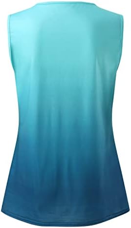 Ženske Tank Tops Labave Casual Tunika Bez Rukava Ljetne Majice Tee Shirts Vježba T-Shirt Slatke Štampane Bluze Trening Plava