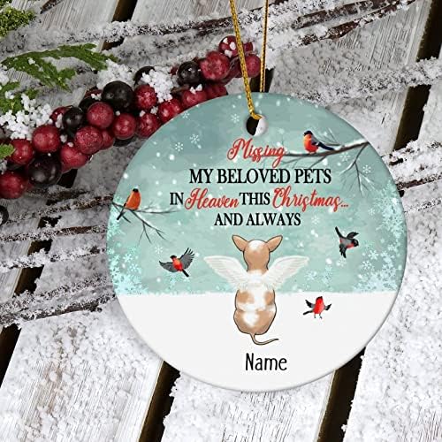 Miss my loved Pets in Heaven Ornament - pas Memorijalni Ornament personalizovan sa imenom - pet Memorijalni poklon za vlasnika kućnih ljubimaca-Wing pet Ornament za ljubitelja kućnih ljubimaca-Pet Loss Gift