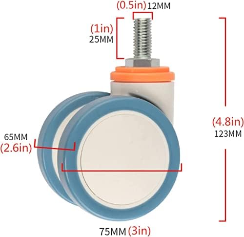 Moricos Kotači Kotačići za točkove za teške uvjete za okretni kotači za opremanje kolica za izmjene, 4 kom 75 mm Dvostruki točak,