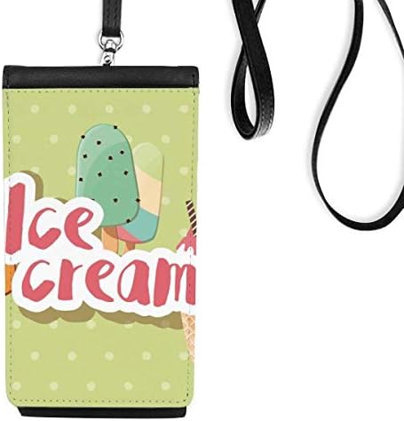 Zeleni popsicle Sweet lede uzorak Telefon novčanik tašna viseća torbica za mobilne uređaje Crni džep