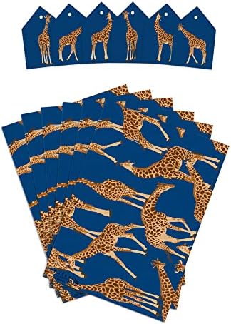 Centralni papir za umotavanje žirafa 23-rođendanski papir za umotavanje žena-6 listova debeli omot za poklone - plava i Zlatna-dolazi