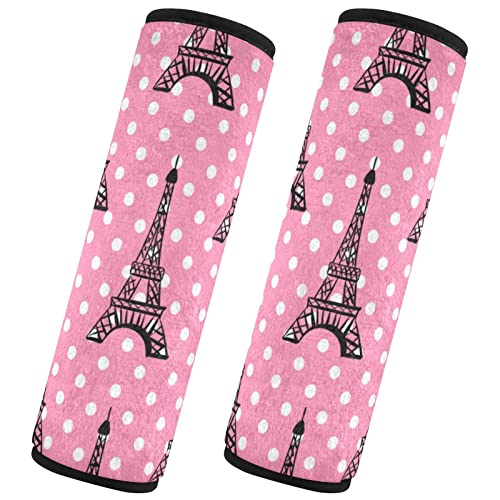 Pariz Eiffel Tower ružičasti sigurnosni pojas pokriva 2 pakovanje autosjedalica za auto meka za odrasle Djevojke dječake dječake