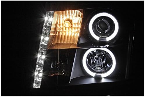 ZMAUTOPARTS Halo LED DRL projektor farovi prednja svjetla Crna za 2002-2006 Cadillac Escalade