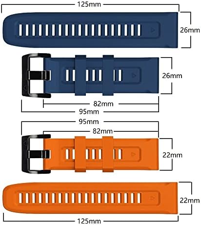 Reyda 26mm Brzi fit silikonski opseg kompatibilan sa Garmin Fenix ​​7x / 6x / 6x Pro / 5x / 5x Plus / 3/3 HR, mekani silikonski sat Band narukvica narukvica za zamjenu za zamjenu za Garmin Quatix 7x solarna / 6x solarna / 3