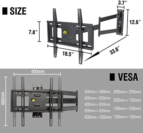 Forming Mount 33 inčni kutak TV zidni nosač Vesa 400x400mm i 30-inčna ruka duga za kutak Vesa 600x400mm