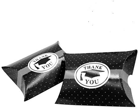 Oulii 24pcs Poklon papir Candy kartonske kutije okrugle točke Doktorski poklopac Uzorak Jastuk bombona za ceremonija mature za vjenčanje