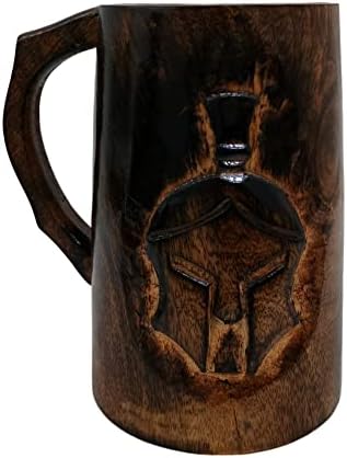 Ručno radno radno pivo tankerd sa spartanskom 300 kaljuga Dizajn antikne ručno isklesana krigla od drvenog tankarda drvena Stein pivo