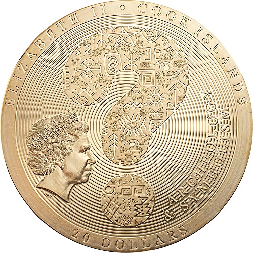 2021 DE Arheology Simbojstvo Powercoin Coyolxauhqui Stone pozlaćeno 3 oz Srebrna kovanica 20 $ Cook Islands 2021 Antikni završetak