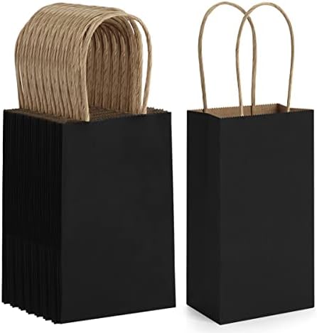 Bagdream 100pack 3.5x2.4x6.7 inča mini poklon kesice crna strana Favorizirajte torbe Male poklon torbe sa ručkama Busune kraft papirnih