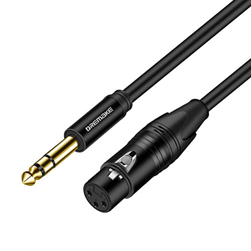 DREMAKE TRS 1/4 inča 6.35 mm / 6.5 mm do XLR ženski Balansirani Interkonektni Audio kabl, 3pin XLR do četvrt inča mikrofonski kabl za mikrofon, mikser, gitaru, AMP, zvučnike-Crni / 3FT