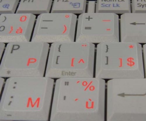Holandski belgijski na prozirnoj pozadini naljepnice na tastaturi sa crvenim slovima