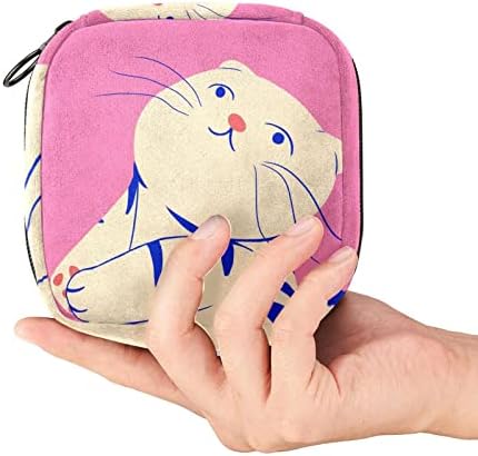 ORYUEKAN torba za odlaganje higijenskih uložaka, prenosive torbe za menstrualne jastučiće za višekratnu upotrebu, torbica za odlaganje tampona za žene djevojke, smiješni životinjski Crtić lijepa mačka