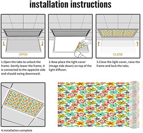 Fluorescentno svjetlo pokriva za kancelariju u učionici-cvjetni uzorak-fluorescentno svjetlo pokriva za kancelariju u učionici-2ft