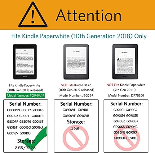 Pu stalak za potpuno novu Kindle Paperwhite 10. generaciju [izdanje 2018., Model bez PQ94WIF] - traka za ruke/džep i automatsko buđenje/spavanje