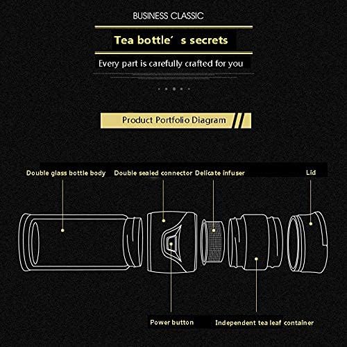 15 oz dvostruko zidno staklena čajna boca, prijenosna vakuum-izolirana termalna čajna boca, čaj za čaj sa infusirom