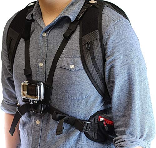 Navitech akcijski ruksak i crveni slučaj za pohranu s integriranim remenom prsa - kompatibilan sa Actic kamerom za victure AC900