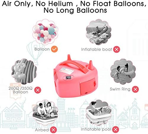 Električna balonska pumpa, NuLink prenosiva dvostruka mlaznica 110v 600w električna balonska pumpa za dekoraciju, zabava [Pink]
