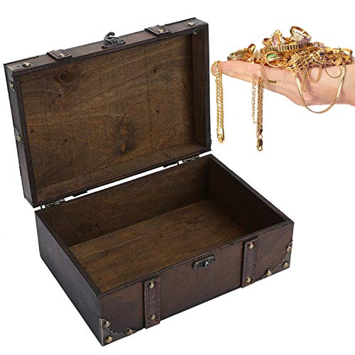 Yosoo kutija za blago, Vintage Drvena kutija za odlaganje ukrasna škrinja za nakit s blagom sa zaključanom dekoracijom Doma