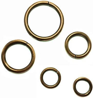 Yixi-Sbest 50 kom bronzana sortirana višenamjenska metalna o prstena za hardverske torbe za prstenaste ručne opreme - 13mm, 15mm, 20mm, 25 mm, 32 mm