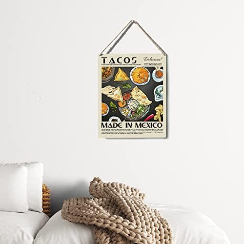 Smiješna kuhinja Decor Decor Tacos Drveni znak Zidni zid Viseće hrane Print Artwork 8 x10 Moderna kućna kuhinja ukras
