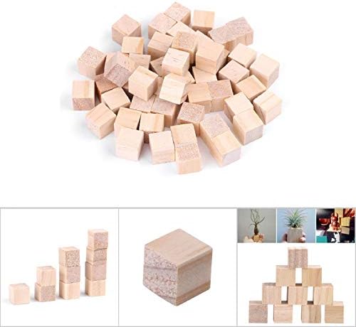 TOPINCN Drveni blokovi zanat, nedovršeni drveni blokovi 10mm / 20mm / 25 mm naturalni kvadratni edukativni zanat za obnavljanje materijala