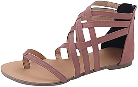 Sandale za žene Dressy ljetni seksi elegantes ravne sandale nazad patentni zatvarač Otvori nožni prst na ljetno plaža rimske cipele