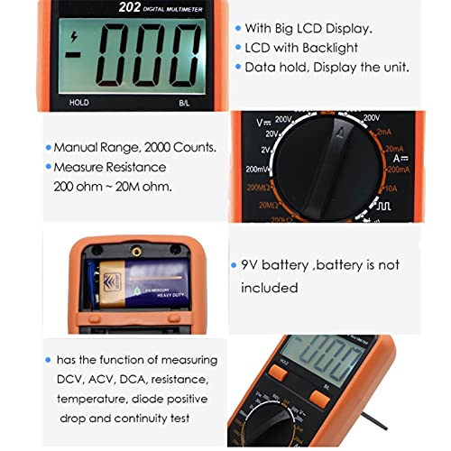 XDCHLK LCD digitalni multimetar 2000 broji tester strujnog napona napona sa stražnjim lampicom Veliki ekran Ručni LCD multimetro