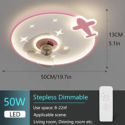 Ibalody Creative 6 Brzina ventilatora Stepless zatamnjena LED stropna svjetlost sa ventilatorom Dječja djevojka Soba Mute stropni ventilator Svjetlo niske profile Stropne svjetla ventilatorska rasvjeta