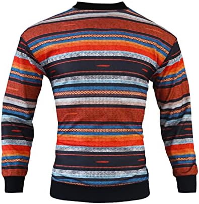 Duks pletenja vafle, muški džemper sa dugim okruglim vratom Duge rukav šareni prugasti pukotine