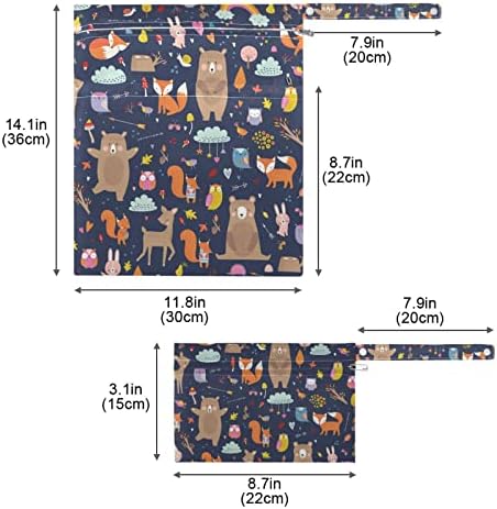 Susiyo tkanina pelena mokre suhe torbe Šuma Slatke životinje nose vodootporne mokre torbe s dva patentnih patentnih džepova Dječja