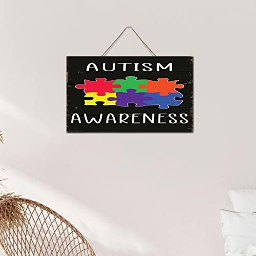 RUSTIC Etisted Wood AUTISm Footly FOODUNCES Puzzle komad obojana drvna ploča Natpisni znak Dekorativna autista potpora MOM pokloni