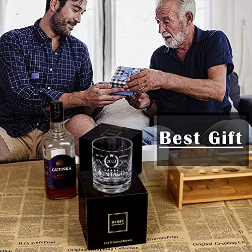 Hohy 2023 Pokloni za penziju za muškarce Žene-smiješno umirovljene poklone Idea viski staklo Lowball Rocks Barware, 2023 umirovljeni pokloni za muškarce suprug tata djed cosskorders, prozirni prijatelju, šljokicama, škotch bourbon