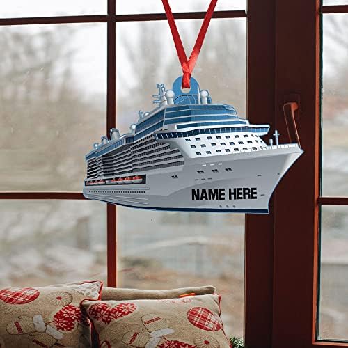 Prilagođeno ime brod za krstarenje motorni brod poklon za ljubitelja mora ukras za božićnu jelku dekor prozirna plastična viseća dekoracija
