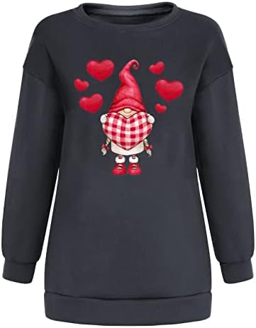 Ženski vintage vrhovi za Valentinovo za Valentinovo prevelirani trendy dukseri smiješni slatki gnomi za pulover za tisak za srce